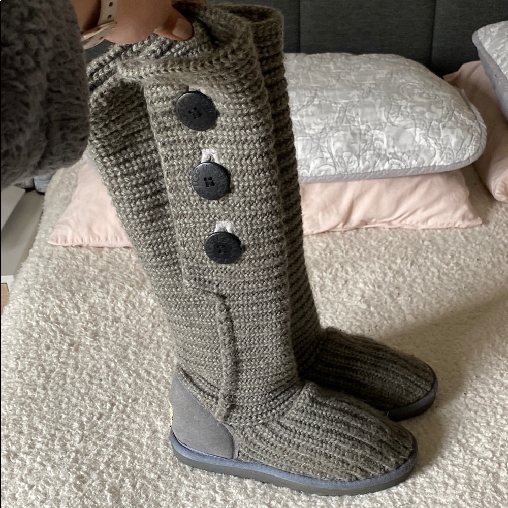 UGG Knit Button-Up Knee-High Boots